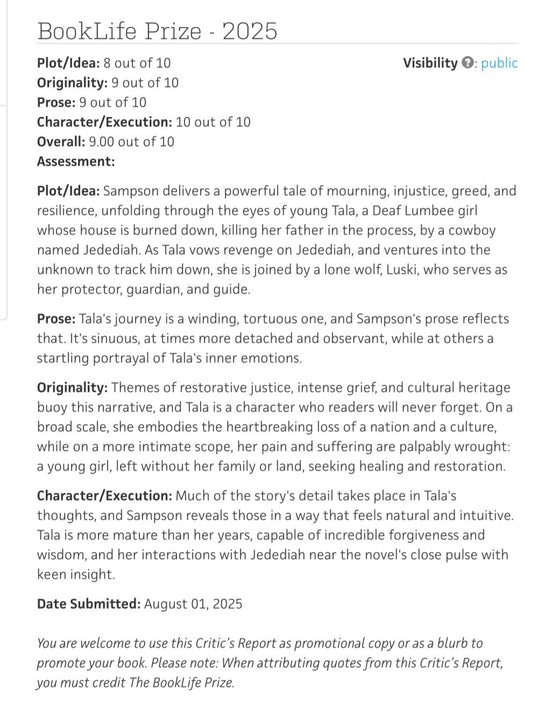 Luski’s Silent Girl: BookLife & Publisher-Style Review